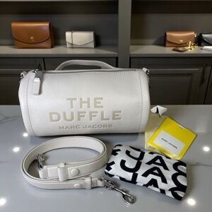 Marc Jacobs white The soft Leather Duffle Bag authentic silver Hardware NEW